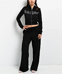 Baby Phat Old English Script Black Wide Leg Sweatpants