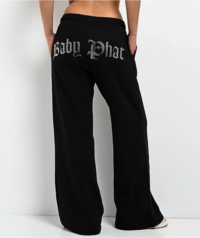 Baby Phat Old English Script Black Wide Leg Sweatpants