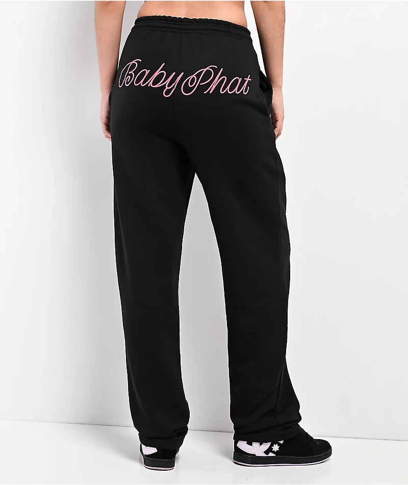 Baby Phat Script Black Straight Leg Sweatpants