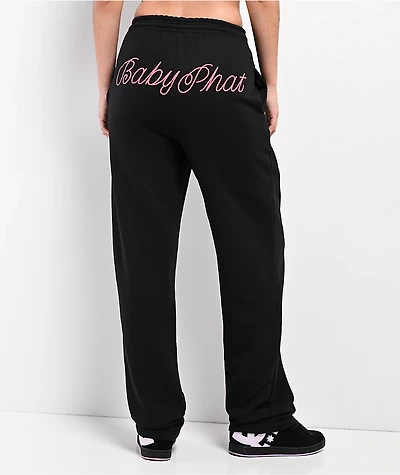 Baby Phat Script Black Straight Leg Sweatpants