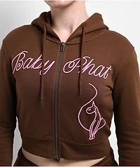 Baby Phat Script Brown Crop Zip Hoodie