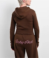 Baby Phat Script Brown Crop Zip Hoodie