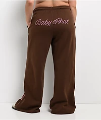 Baby Phat Script Cat Brown Wide Leg Sweatpants