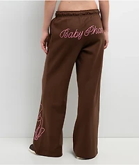 Baby Phat Script Cat Brown Wide Leg Sweatpants