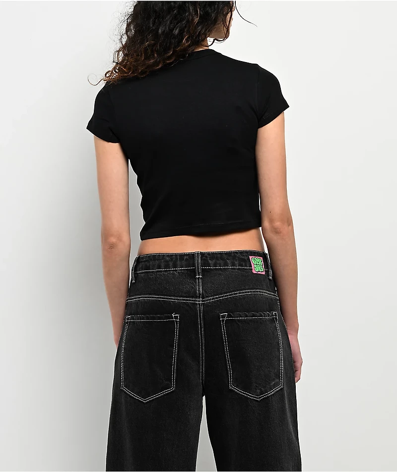 Baby Phat Script Rhinestone Black Crop T-Shirt