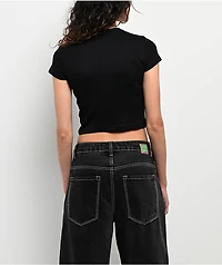 Baby Phat Script Rhinestone Black Crop T-Shirt