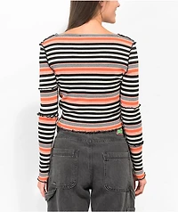 Basic Pleasure Mode Bella Black & Cream Crop Stripe Long Sleeve T-Shirt