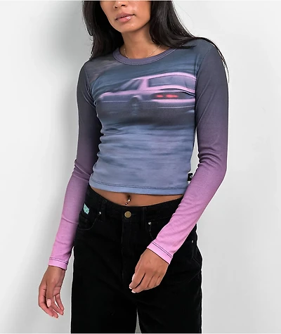 Basic Pleasure Mode Drive Through Purple Long Sleeve T-Shirt