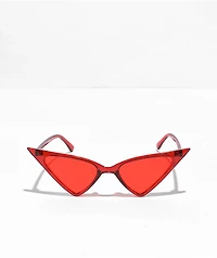 Basic Triangle Red Cat Eye Sunglasses