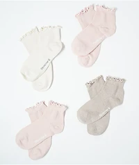 Bearpaw 4 Pack Ruffle Ankle Socks