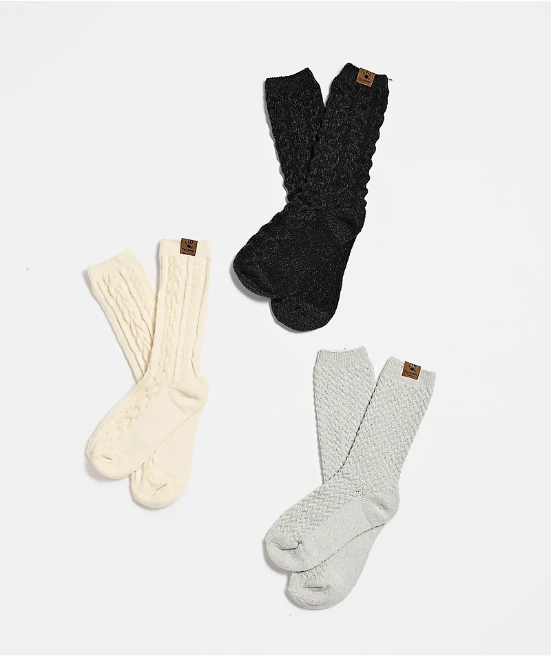 Bearpaw Fair Isle Welt 3 Pack Crew Socks
