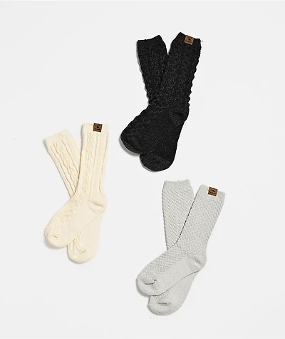 Bearpaw Fair Isle Welt 3 Pack Crew Socks