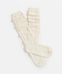 Bearpaw Mixed Textured Cream Knee High Socks