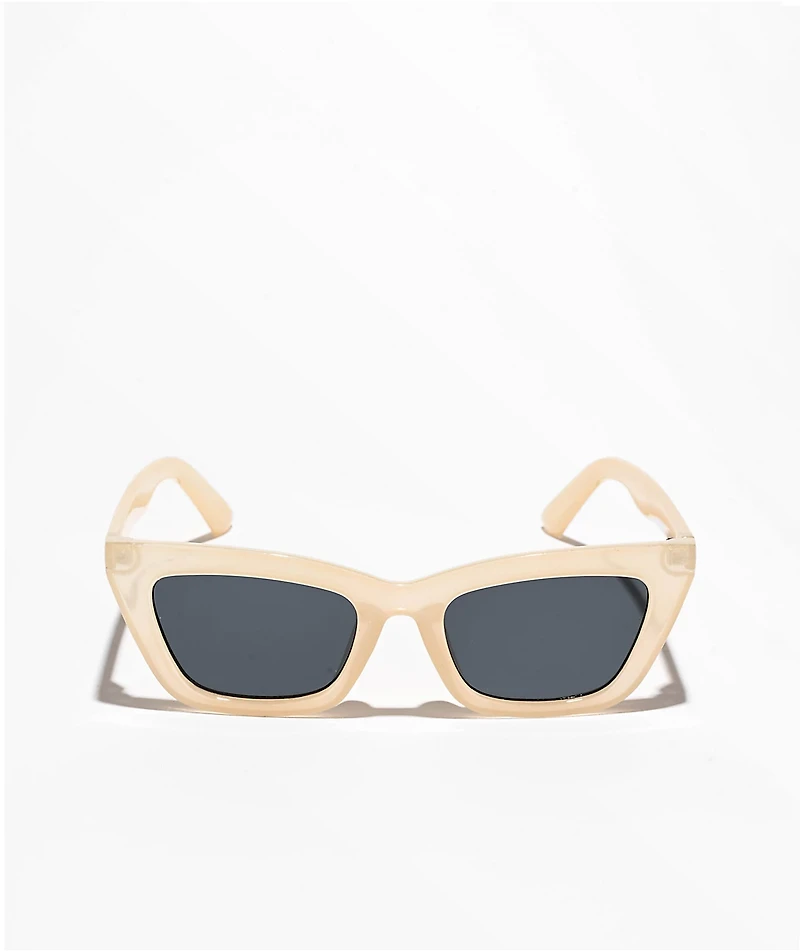 Beige Rectangle Point Sunglasses