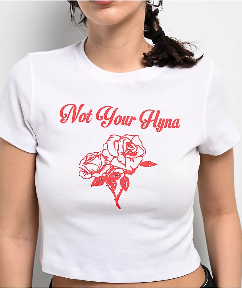 Bella Dona Not Your Hyna White Crop T-Shirt