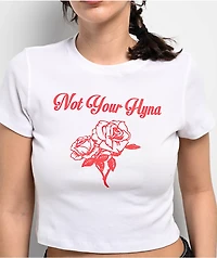Bella Dona Not Your Hyna White Crop T-Shirt