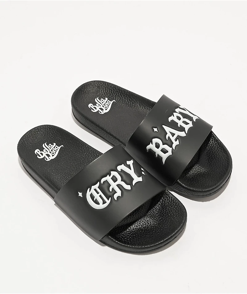 Bella Donna Cry Baby Black Slide Sandals