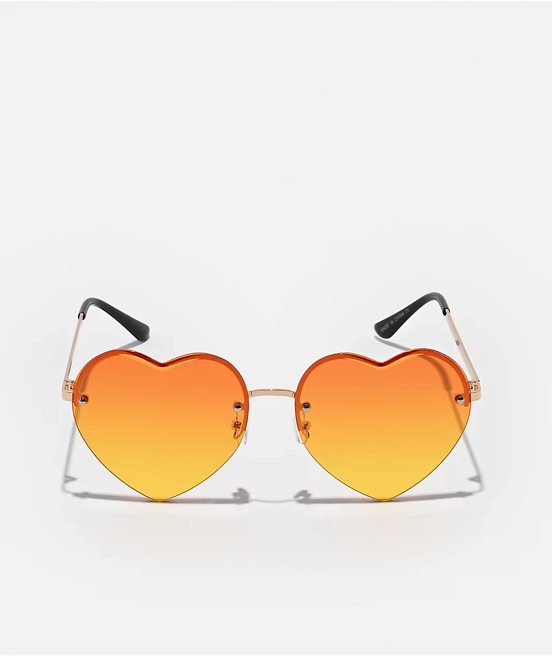 Bestie Orange Heart Sunglasses