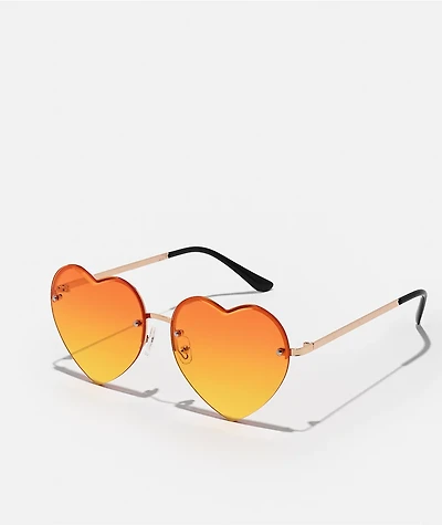 Bestie Orange Heart Sunglasses