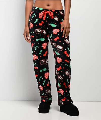 Betty Boop Cherry Black Plush Lounge Pants