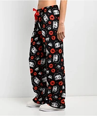 Betty Boop Kisses Black & Red Plush Lounge Pants