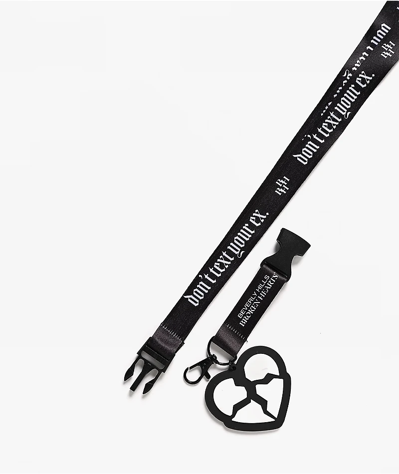 Beverly Hills Broken Hearts Don't Text Black Lanyard