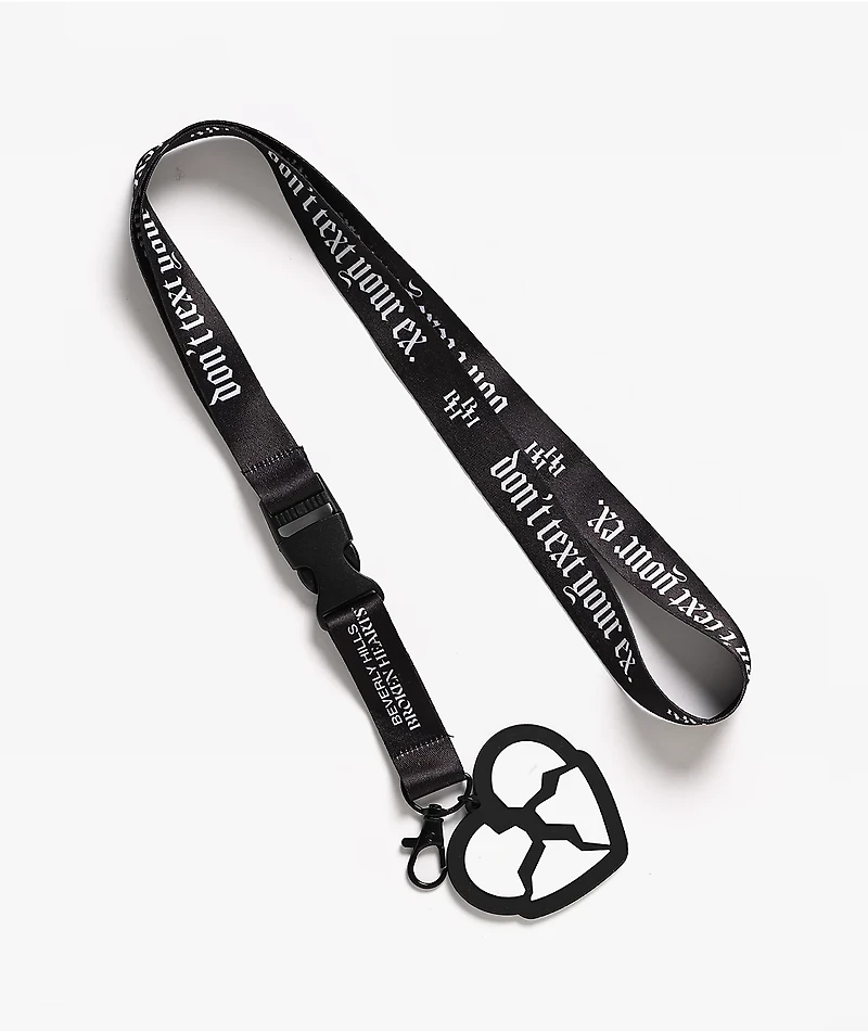 Beverly Hills Broken Hearts Don't Text Black Lanyard