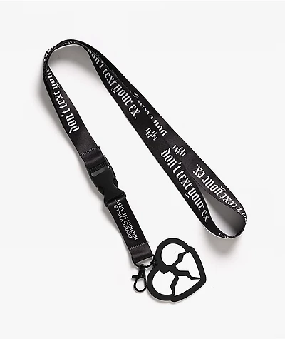 Beverly Hills Broken Hearts Don't Text Black Lanyard