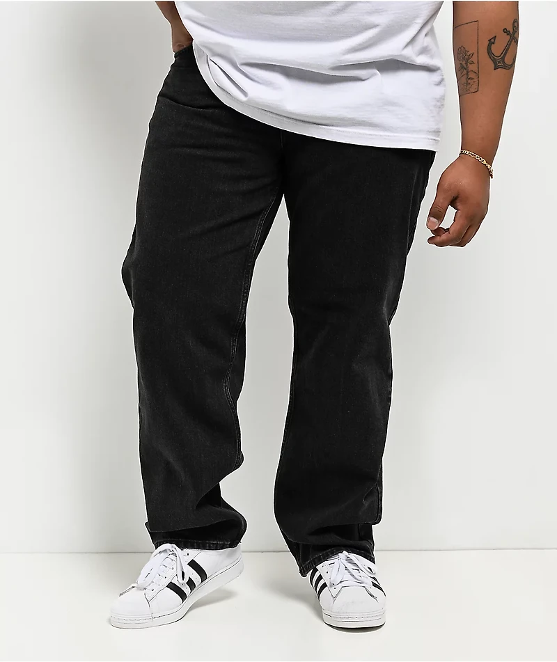 Beyond Medals Black Loose Straight Leg Jeans
