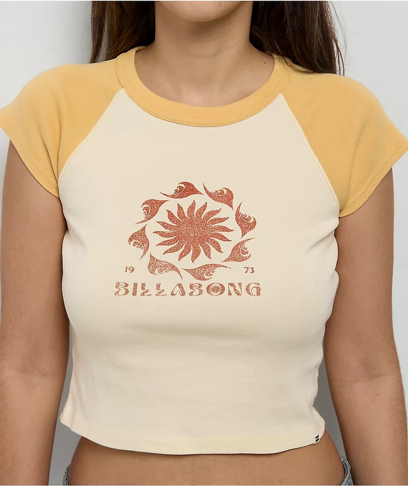 Billabong Beach Club Babe Raglan Yellow Crop T-Shirt
