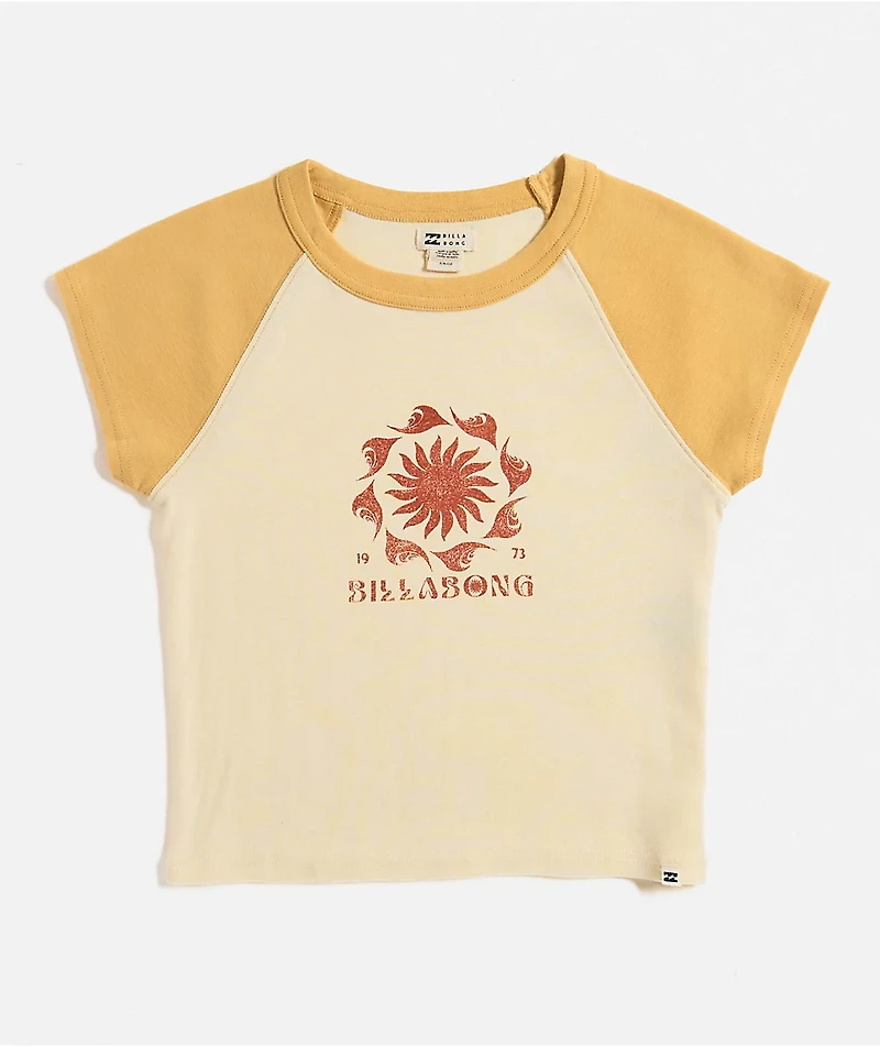 Billabong Beach Club Babe Raglan Yellow Crop T-Shirt