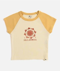 Billabong Beach Club Babe Raglan Yellow Crop T-Shirt
