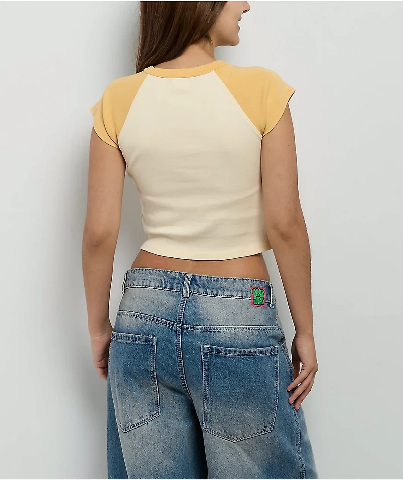Billabong Beach Club Babe Raglan Yellow Crop T-Shirt