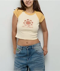 Billabong Beach Club Babe Raglan Yellow Crop T-Shirt