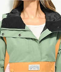 Billabong Day Break Green, Gold, & Pink 10K Anorak Snowboard Jacket
