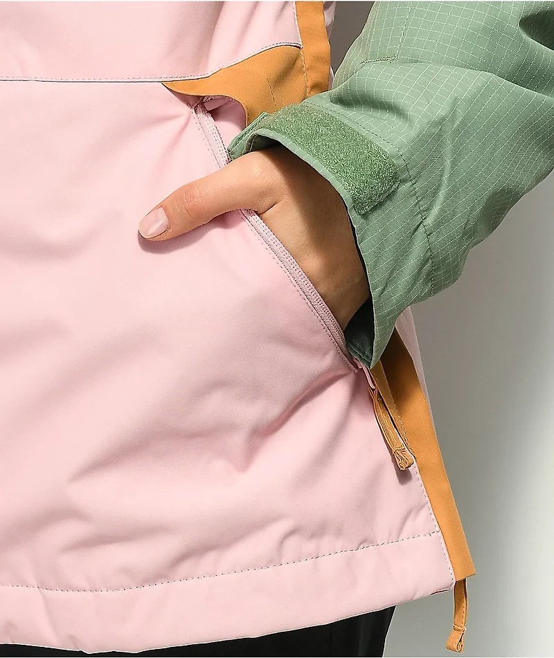 Billabong Day Break Green, Gold, & Pink 10K Anorak Snowboard Jacket