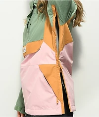Billabong Day Break Green, Gold, & Pink 10K Anorak Snowboard Jacket