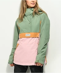 Billabong Day Break Green, Gold, & Pink 10K Anorak Snowboard Jacket