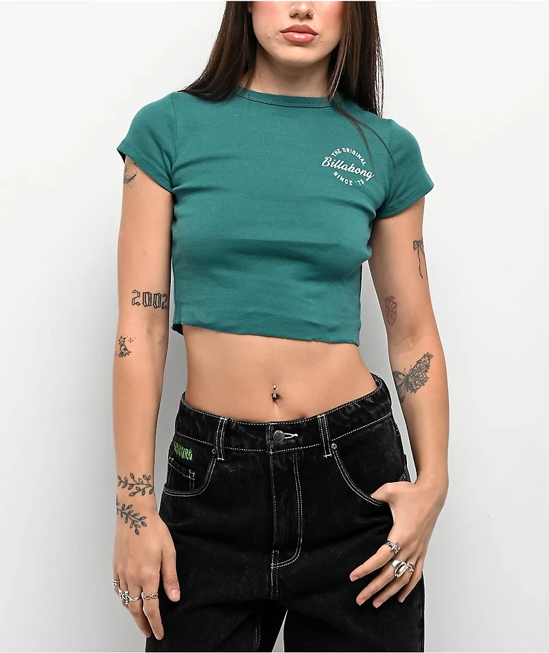 Billabong In The Sun Green Crop T-Shirt