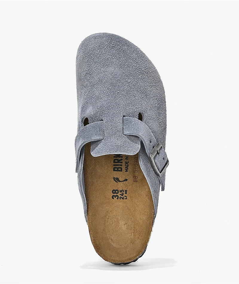 Birkenstock Women's Boston Soft Footbed Stone Blue Clogs