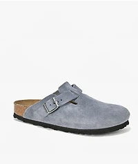 Birkenstock Women's Boston Soft Footbed Stone Blue Clogs