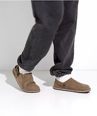 Birkenstock Women's Lutry Suede Taupe Clogs