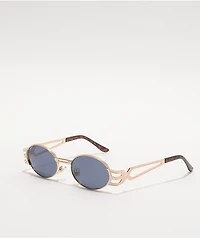 Black & Gold Round Sunglasses