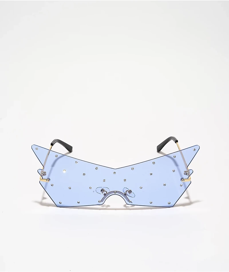 Bling Blue Shield Sunglasses