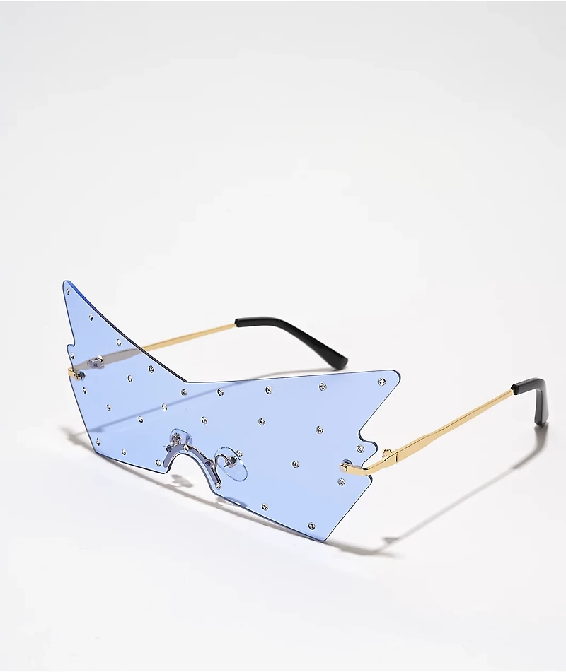 Bling Blue Shield Sunglasses