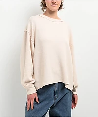 Blu Pepper Balloon Sleeve Cream Sweater