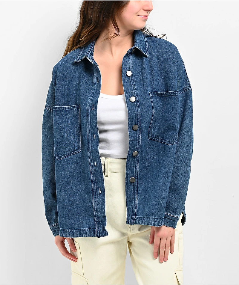Blu Pepper Oversized Blue Denim Shacket