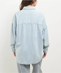Blu Pepper Pinstripe Blue Chambray Button Up Shirt