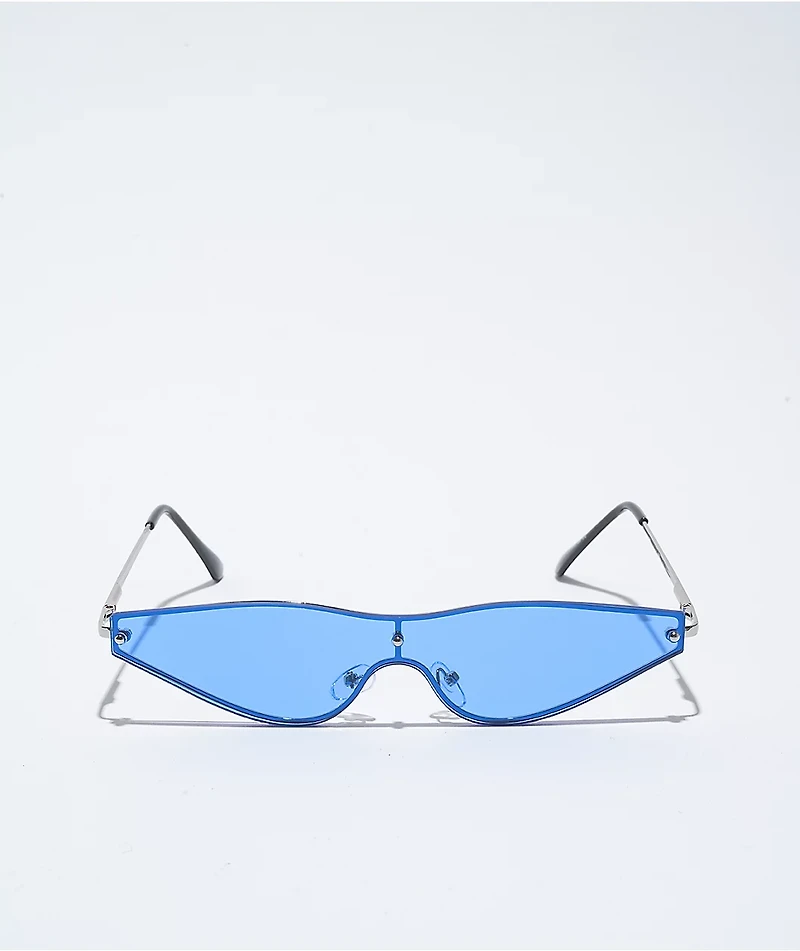 Blue Frameless Cateye Sunglasses