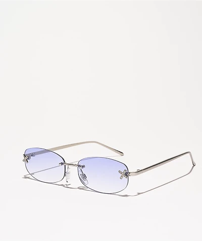 Blue Oval Wire Sunglasses